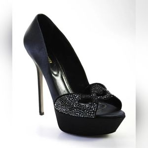 Sergio Rossi embellished satin platform stiletto